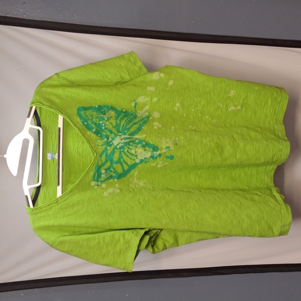Lime green butterfly tee